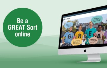 Image of a computer monitor with the online waste guide loaded and showing a picture of a being a GREAT sort